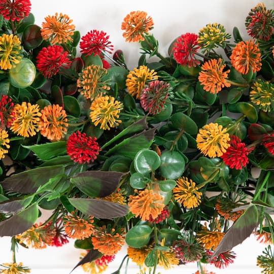 24" UV Resistant Autumn Artificial Fall Mum Wreath